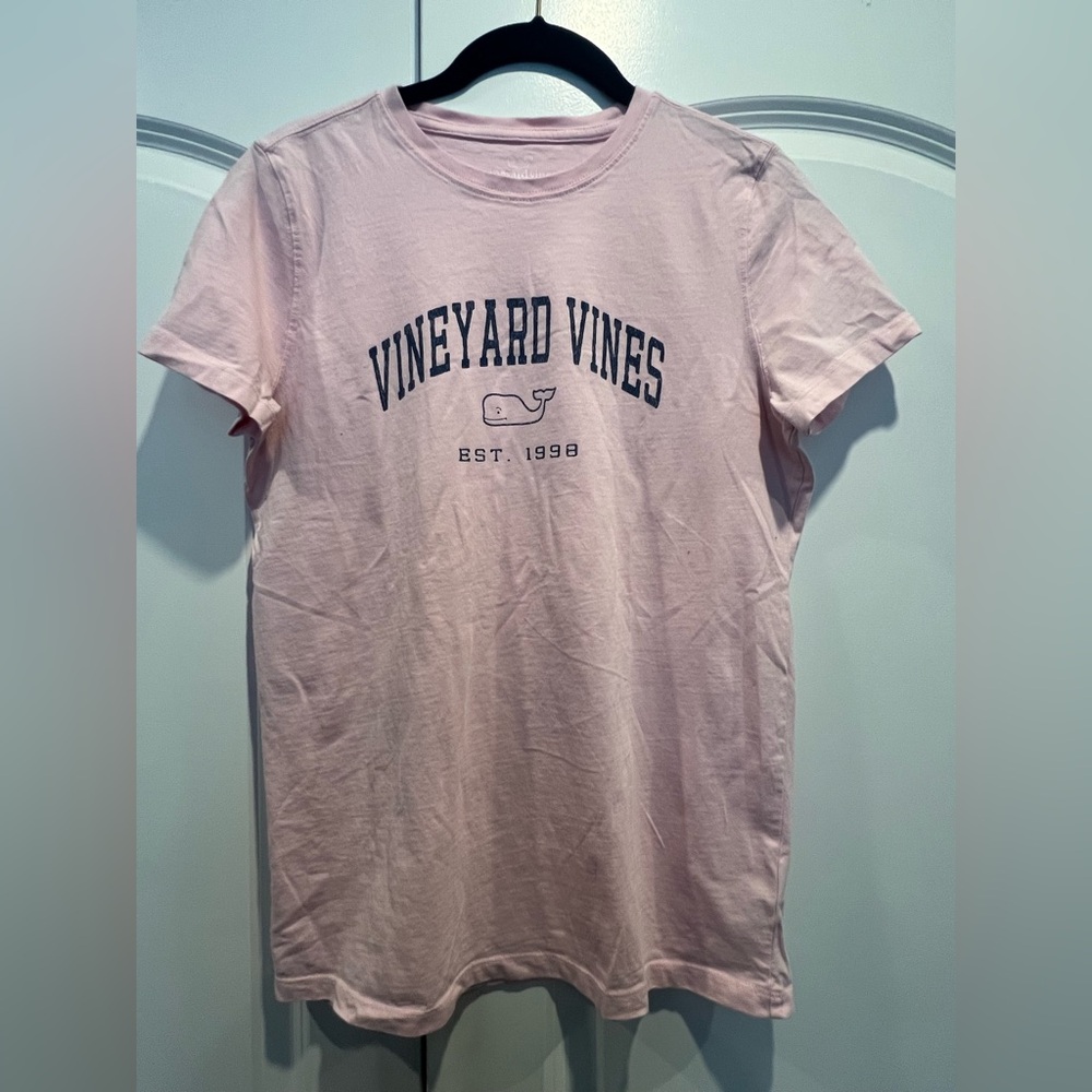 Vineyard Vines Pink Tee with Navy Logo